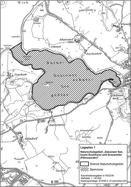 Lageplan 1 Anlage (zu § 1 Absatz 1) OstseeSHNSGBefV - Naturschutzgebiet Dassower See, Inseln Buchhorst und Graswerder (Plönswerder) Lageplan 1 Anlage (zu § 1 Absatz 1) OstseeSHNSGBefV - Naturschutzgebiet Dassower See, Inseln Buchhorst und Graswerder (Plönswerder)