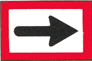rechteckige weiße Tafel mit rotem Rand und waagerechtem schwarzem Pfeil