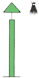 grüne Stange mit einem grünen Kegel mit der Bpitze nach oben oder einem Besen abwärts als Toppzeichen