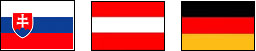 Flaggen Slowakische Republik, Republik Österreich und Bundesrepublik Deutschland