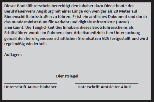 Amtlicher Berechtigungsschein der Stadt Augsburg (Rückseite) Amtlicher Berechtigungsschein der Stadt Augsburg (Rückseite)