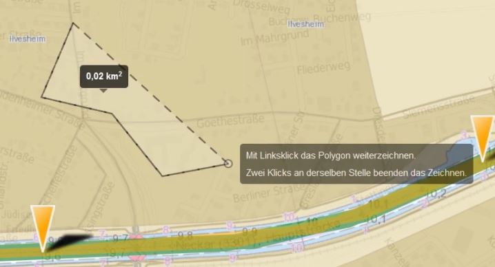 Detailansicht Karte Fläche messen Detailansicht Karte Fläche messen