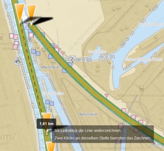 Detailansicht Karte Länge messen Detailansicht Karte Länge messen